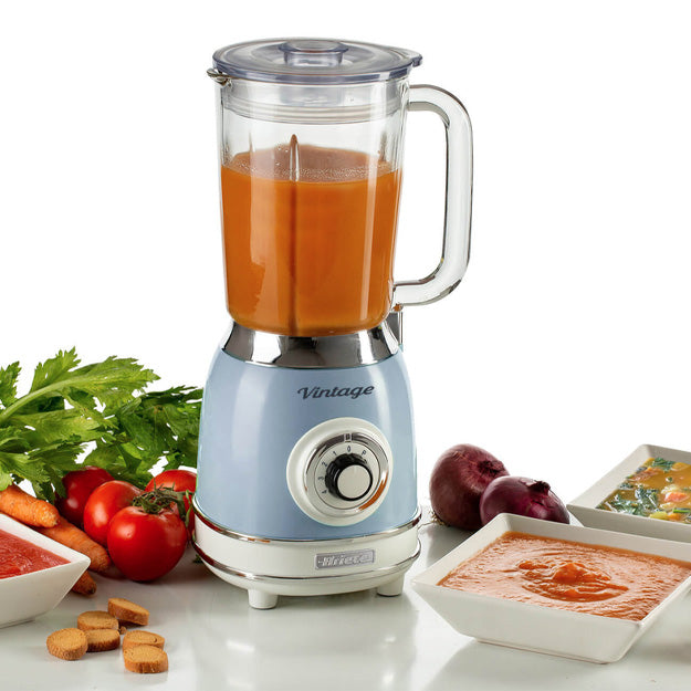 Ariete Vintage Glass Blender 1000W – Blue, Beige & Green