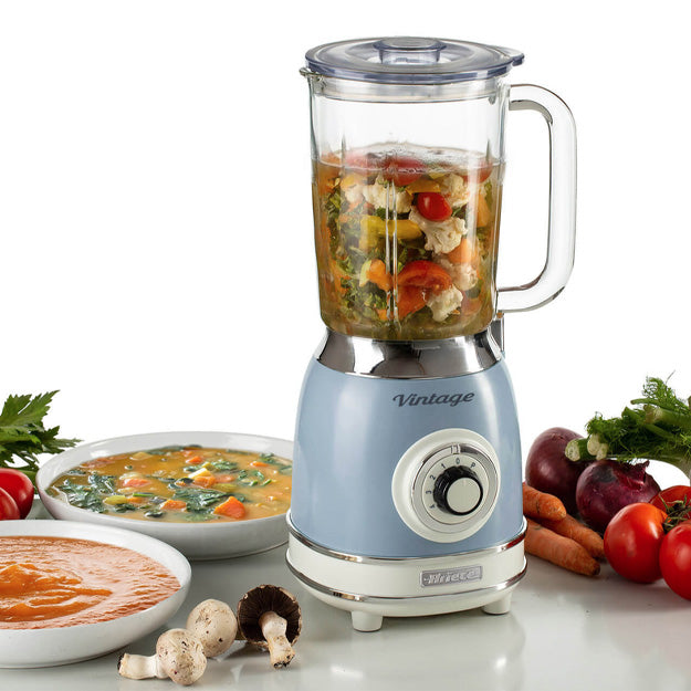 Ariete Vintage Glass Blender 1000W – Blue, Beige & Green