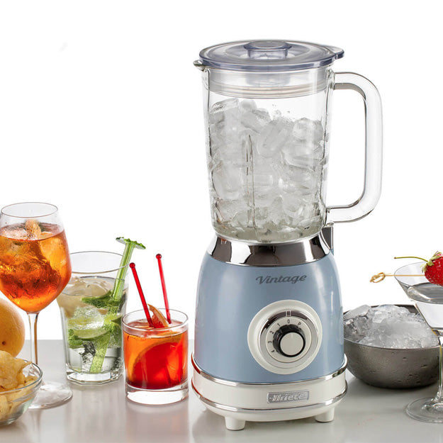 Ariete Vintage Glass Blender 1000W – Blue, Beige & Green