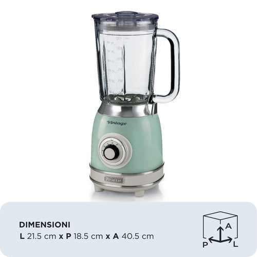Ariete Vintage Glass Blender 1000W – Blue, Beige & Green