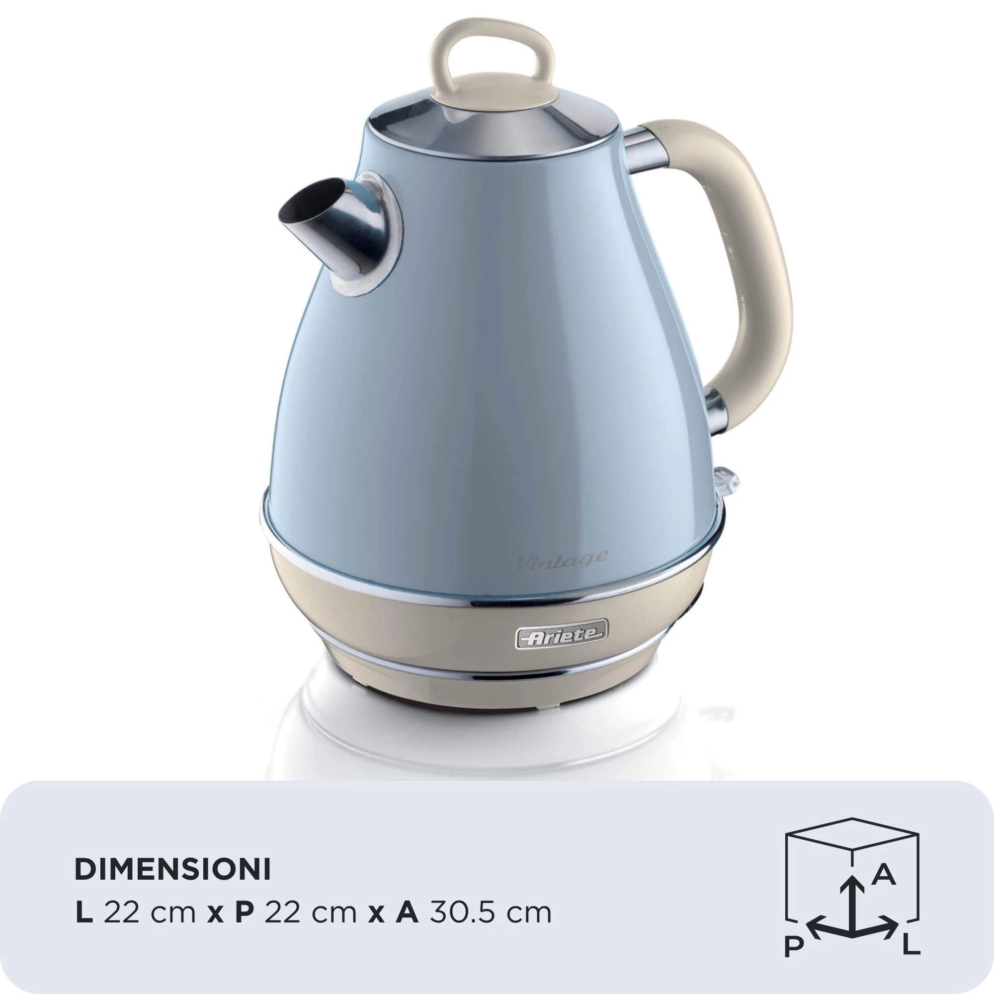 Ariete Vintage Electric Kettle 1.7L – Blue, Beige & Green