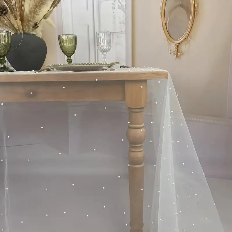 White Pearl Extra Long Table Runner