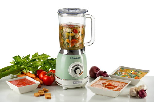 Ariete Vintage Glass Blender 1000W – Blue, Beige & Green