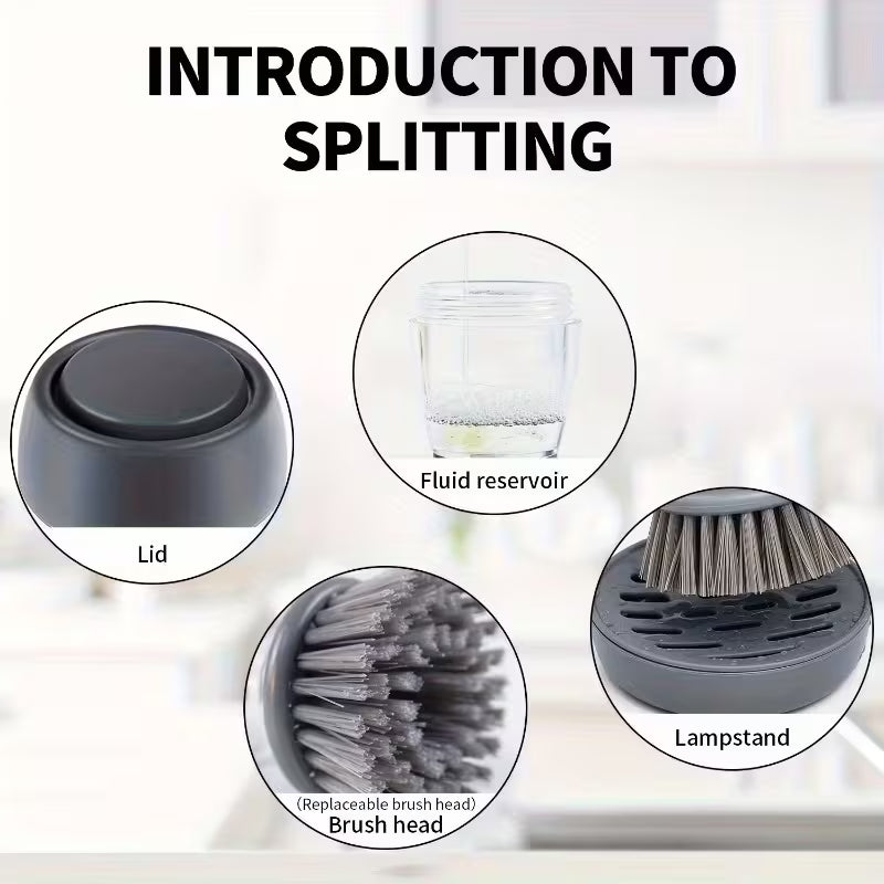 2 Piece Soap Dispensing Pot Cleaning Brush Set
