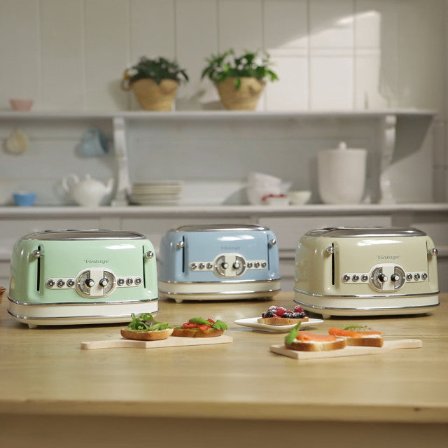 Ariete Vintage 4-Slice Toaster – Blue, Beige & Green