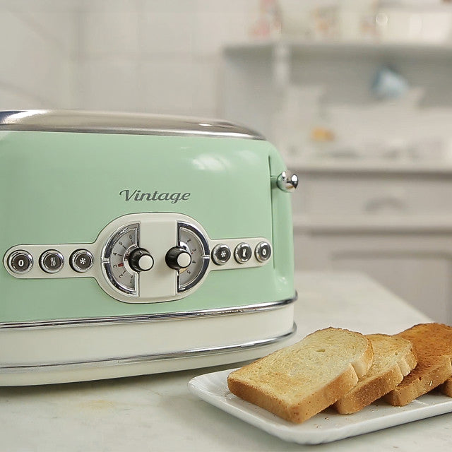 Ariete Vintage 4-Slice Toaster – Blue, Beige & Green