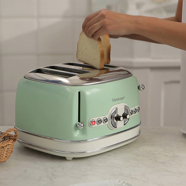 Ariete Vintage 4-Slice Toaster – Blue, Beige & Green
