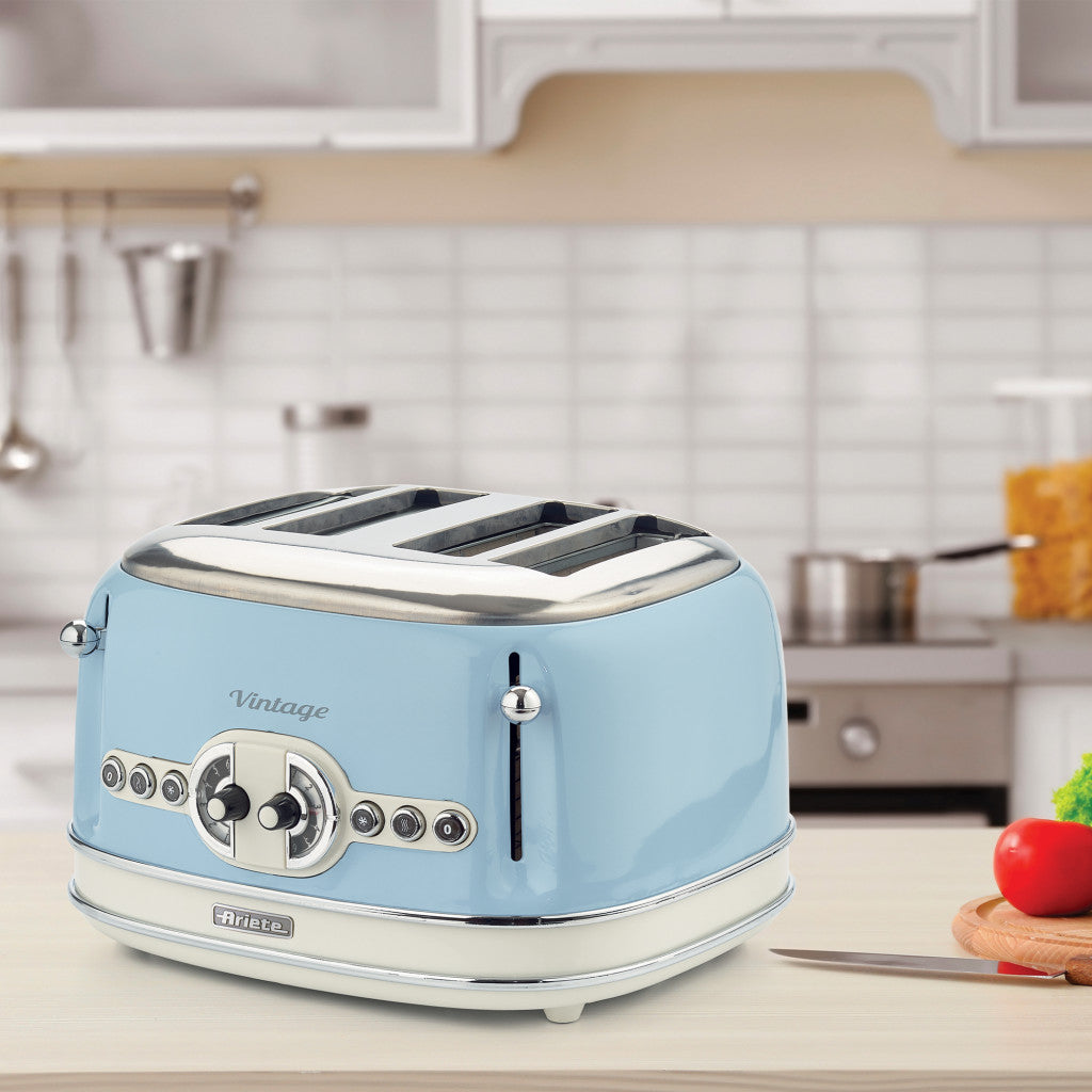Ariete Vintage 4-Slice Toaster – Blue, Beige & Green
