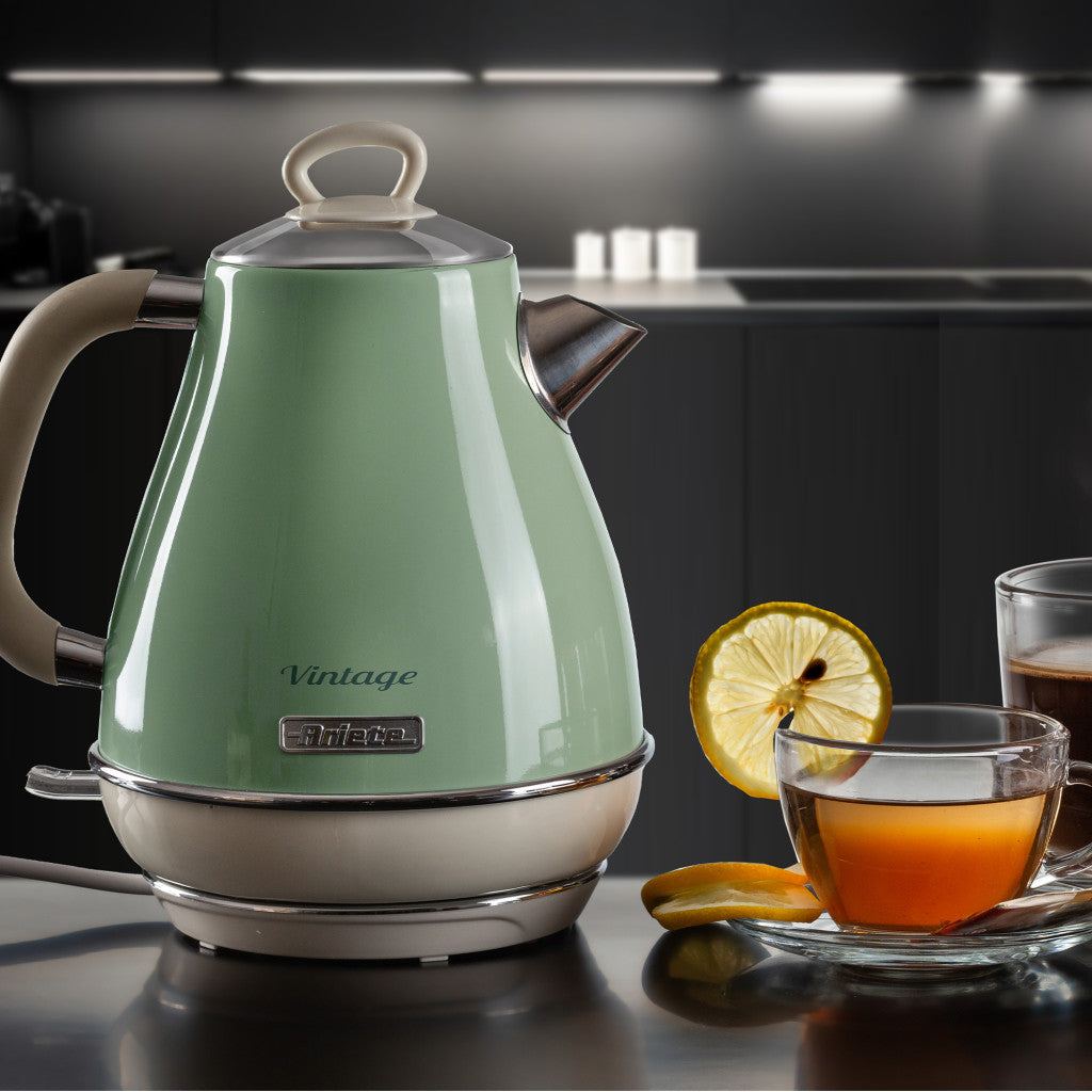 Ariete Vintage Electric Kettle 1.7L – Blue, Beige & Green