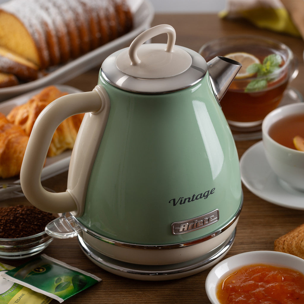 Ariete Vintage Electric Kettle 1.7L – Blue, Beige & Green