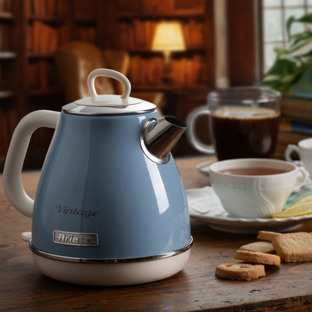 Ariete Vintage Electric Kettle 1.7L – Blue, Beige & Green