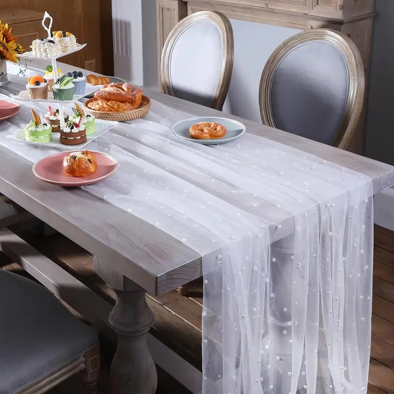 White Pearl Extra Long Table Runner