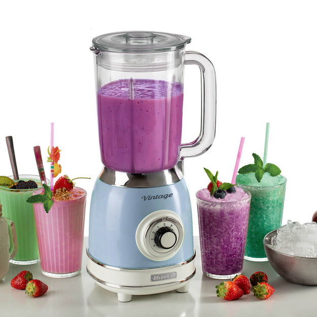 Ariete Vintage Glass Blender 1000W – Blue, Beige & Green