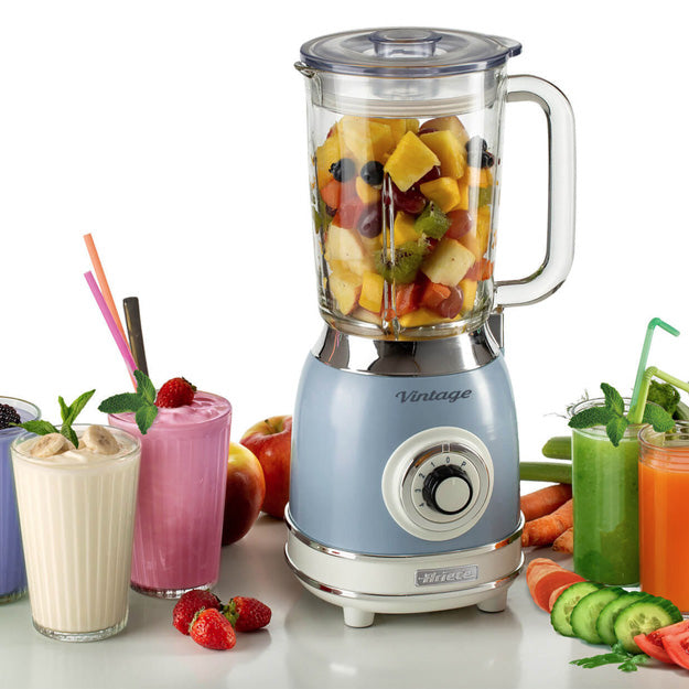 Ariete Vintage Glass Blender 1000W – Blue, Beige & Green