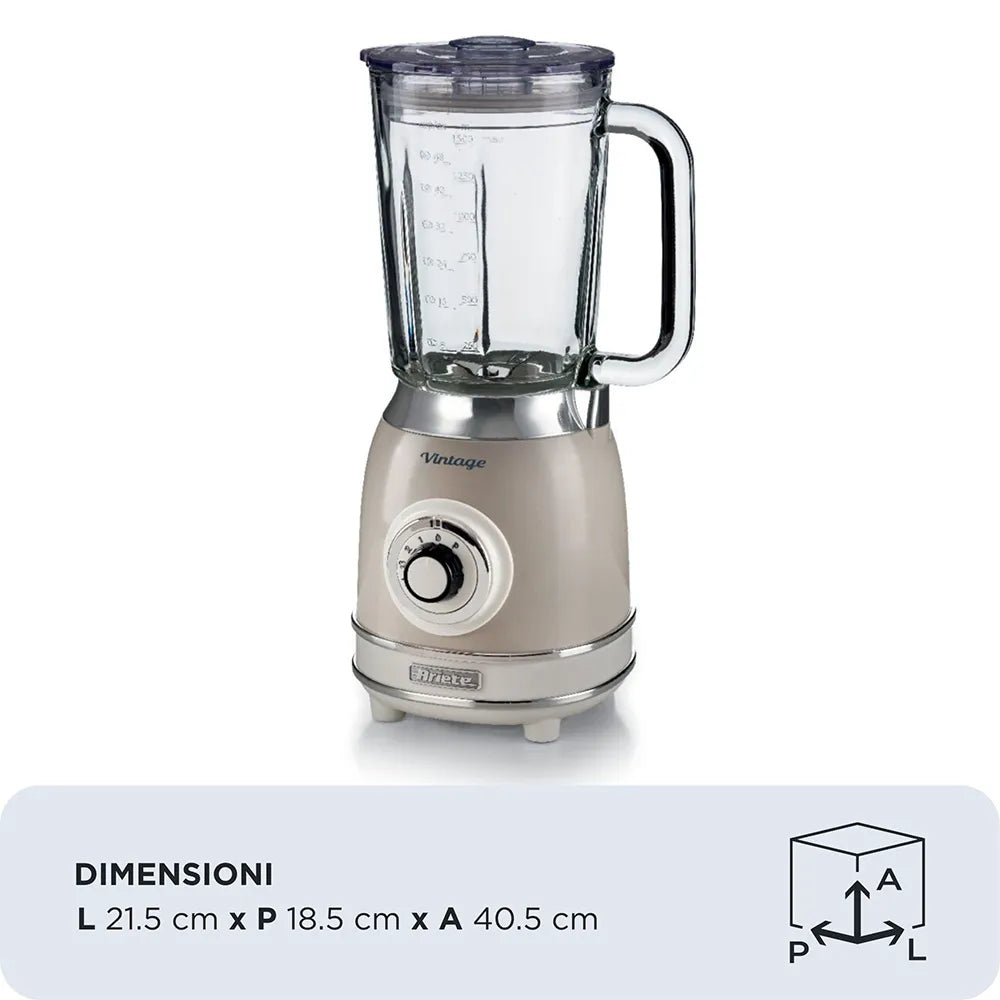Ariete Vintage Glass Blender 1000W – Blue, Beige & Green
