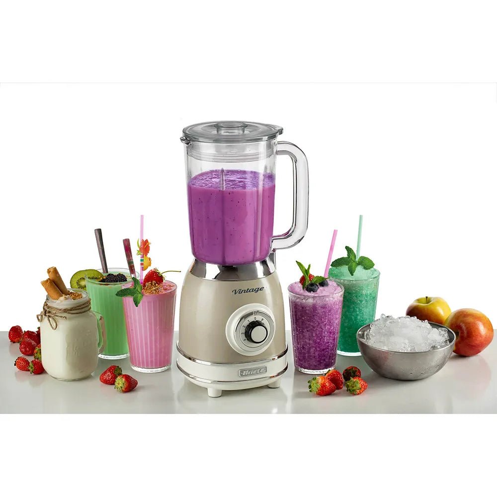 Ariete Vintage Glass Blender 1000W – Blue, Beige & Green