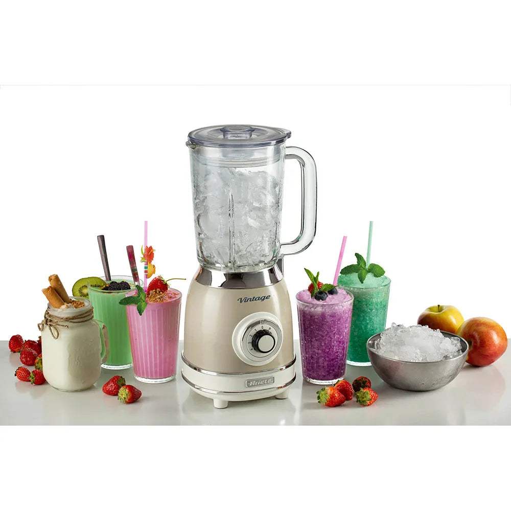 Ariete Vintage Glass Blender 1000W – Blue, Beige & Green