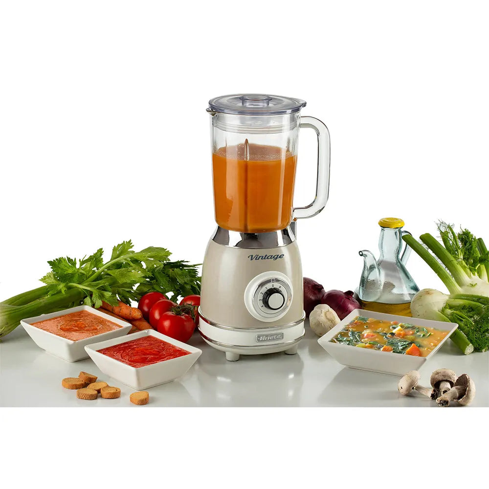 Ariete Vintage Glass Blender 1000W – Blue, Beige & Green