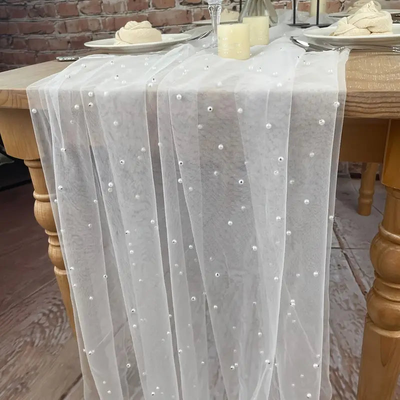 White Pearl Extra Long Table Runner